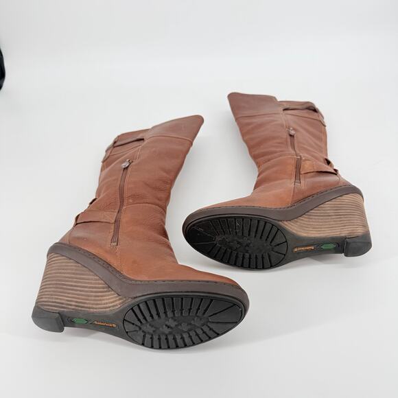 Timberland Stratham Heights Womens Brown Leather Wedge Tall Knee Boots 9 Lined - Picture 15 of 16